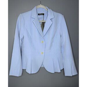 Allegra K Blazer Jacket Womens Medium Light Blue Lined Notch Lapel Work Office